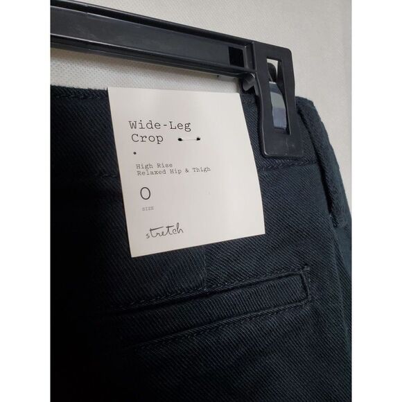 A New Day Black High Rise Stretch Relaxed Wide Leg Crop Pants Oversized - Picture 7 of 8